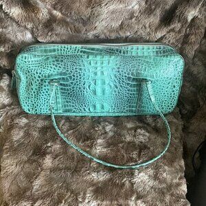 EMANUEL Ungaro turquoise  Crocodile print baguette style handbag
